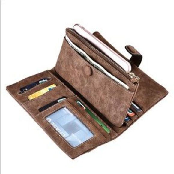 New Vegan Leather Bifold Clutch Bag - Picture 6 of 11